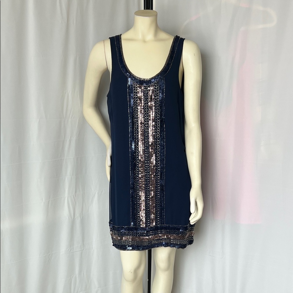 W118 by Walter Baker navy dress with bead sequin details